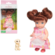 Кукла-мини Baby Ardana серия Питомец шатенка с хвостиками с бежевым щенком 11 см - 0