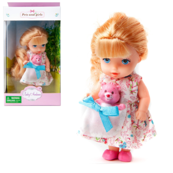 Кукла-мини Baby Ardana серия Питомец блондинка с розовым мишкой 11 см