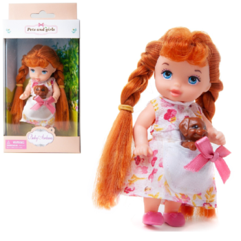 Кукла-мини Baby Ardana серия Питомец шатенка с косами с коричневым щенком 11 см