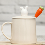 Кружка Зайчик с ложкой морковкой N 2 бежевая - 4