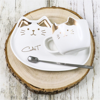 Кружка с блюдцем Котик с Кошкой N 3 белый