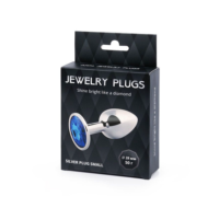 Анальное украшение SILVER PLUG SMALL с синим кристаллом - 7,2 см. - 2