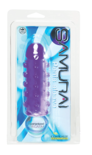 Закрытая фиолетовая насадка с пупырышками SAMURAI PENIS SLEEVE PURPLE - 14,5 см. - 1