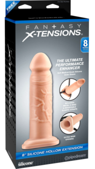 Телесный реалистичный фаллоимитатор с полостью Silicone Hollow Extension - 20 см. - 3