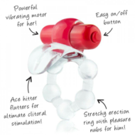 Виброкольцо с язычком и красным виброэлементом Overtime - 0