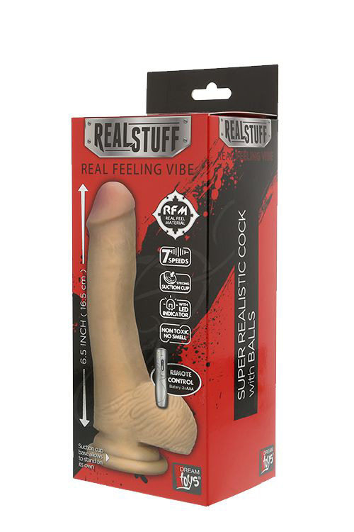 Реалистичный телесный вибромассажёр REALSTUFF 6.5INCH VIBRATOR - 16,5 см. - 1