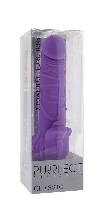 Фиолетовый вибратор с лепестками в основании PURRFECT SILICONE CLASSIC 7INCH PURPLE - 18 см. - 1