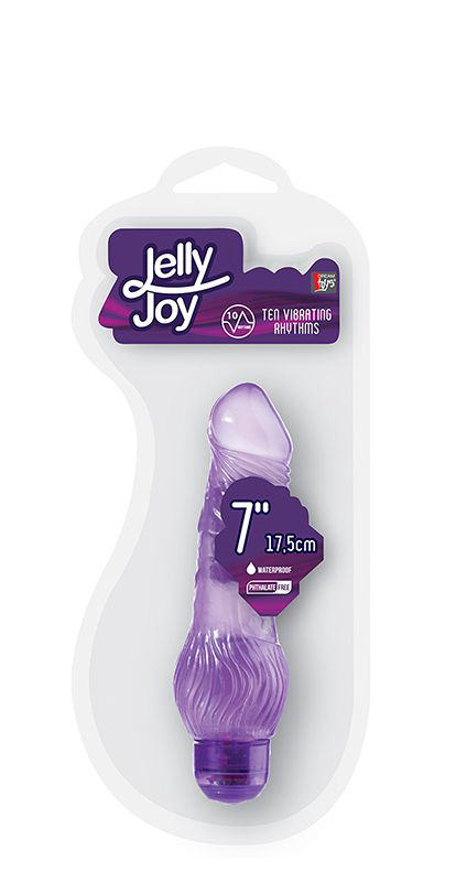 Фиолетовый гелевый вибратор JELLY JOY 7INCH 10 RHYTHMS PURPLE - 17,5 см. - 1