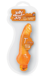 Оранжевый гелевый вибратор с широким основанием JELLY JOY 7INCH 10 RHYTHMS - 17,5 см. - 1