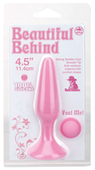 Розовая анальная пробка BEAUTIFUL BEHIND SILICONE BUTT PLUG - 11,4 см. - 1