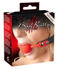 Силиконовый кляп-шар на чёрных ремешках Red Gag silicone - 2