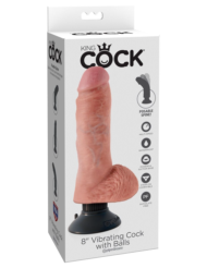 Вибромассажер со съёмной присоской 8 Vibrating Cock with Balls - 20,3 см. - 0