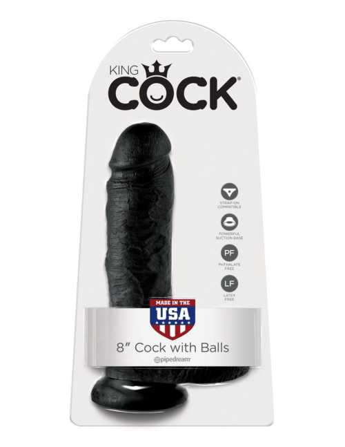 Чёрный фаллоимитатор 8 Cock with Balls - 21,3 см. - 3