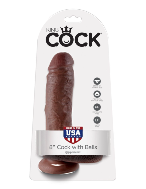 Коричневый фаллоимитатор 8 Cock with Balls - 21,3 см. - 3