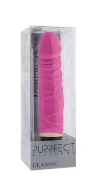 Ярко-розовый вибратор PURRFECT SILICONE CLASSIC 6.5INCH - 16,5 см. - 1