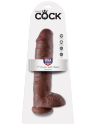 Коричневый фаллоимитатор-гигант на присоске 11 Cock with Balls - 28 см. - 1