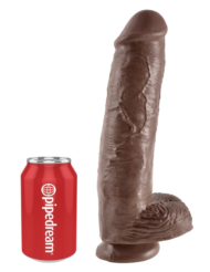 Коричневый фаллоимитатор-гигант на присоске 11 Cock with Balls - 28 см. - 3