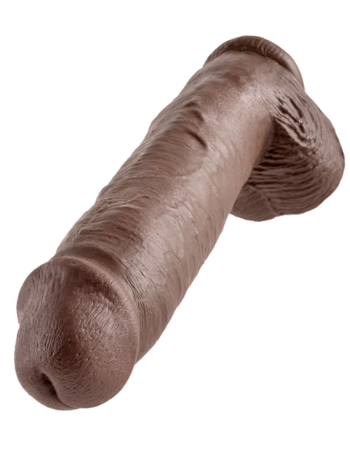 Коричневый фаллоимитатор-гигант на присоске 11 Cock with Balls - 28 см. - 2