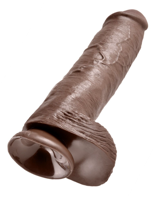 Коричневый фаллоимитатор-гигант на присоске 11 Cock with Balls - 28 см. - 4