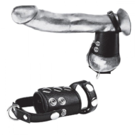 Кольцо на член и мошонку Cock Ring With 2 Ball Stretcher And Optional Weight Ring - 0