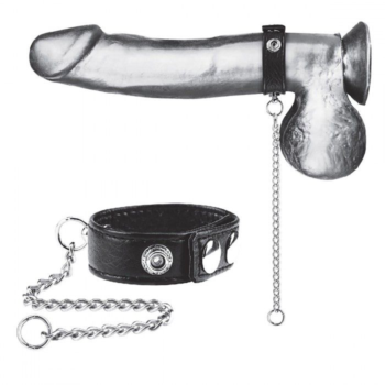 Утяжка на пенис с поводком Snap Cock Ring With 12 Leash