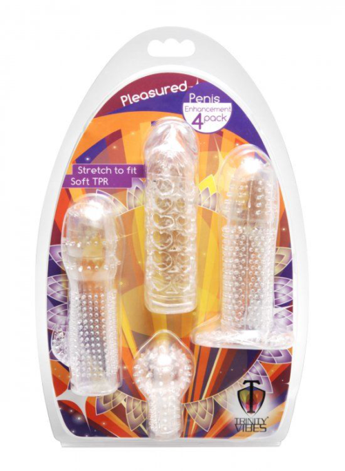 Набор из 4 насадок на член Pleasured Penis Enhancement Sleeve 4 Pack - 2