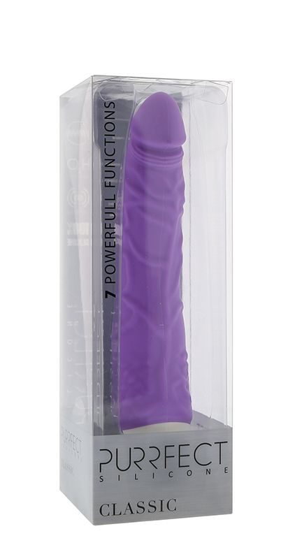 Фиолетовый вибратор-реалистик PURRFECT SILICONE CLASSIC 7.1INCH PURPLE - 18 см. - 1