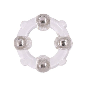 Эрекционное кольцо с 4 бусинами MENZSTUFF STUD RING CLEAR