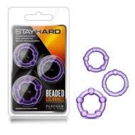 Набор из 3 фиолетовых эрекционных колец Stay Hard Beaded Cockrings - 1