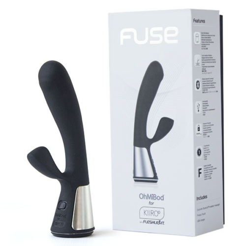 Чёрный интерактивный вибратор Kiiroo Ohmibod Fuse - 18 см. - 2