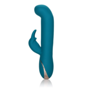 Бирюзовый вибратор с изогнутой головкой Jack Rabbit Signature Silicone Rocking G Rabbit - 20 см. - 4