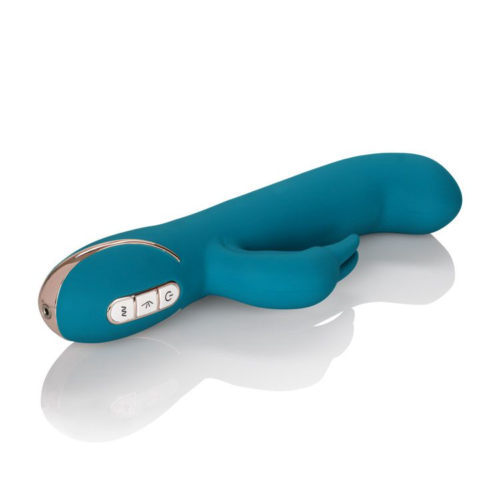 Бирюзовый вибратор с изогнутой головкой Jack Rabbit Signature Silicone Rocking G Rabbit - 20 см. - 5