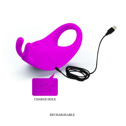 Лиловое эрекционное кольцо с вибрацией Rabbit Vibrator - 5