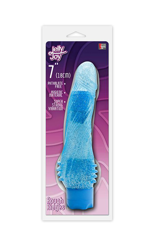 Голубой водонепроницаемый вибратор JELLY JOY ROUGH RIDGES MULTISPEED VIBE - 18 см. - 1