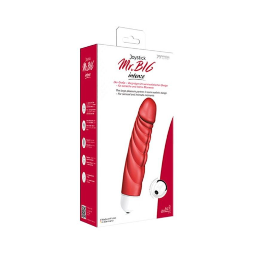 Красный вибратор с рёбрышками Mr. Big Intense - 18,4 см. - 1