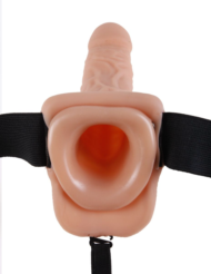 Телесный полый страпон Hollow Strap-On with Balls - 18,9 см. - 3