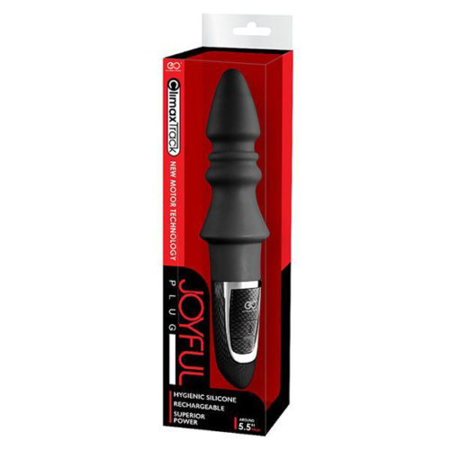 Черный конический анальный вибромассажер-ёлочка JOYFUL PLUG VIBRATOR 5.5INCH - 14 см. - 1