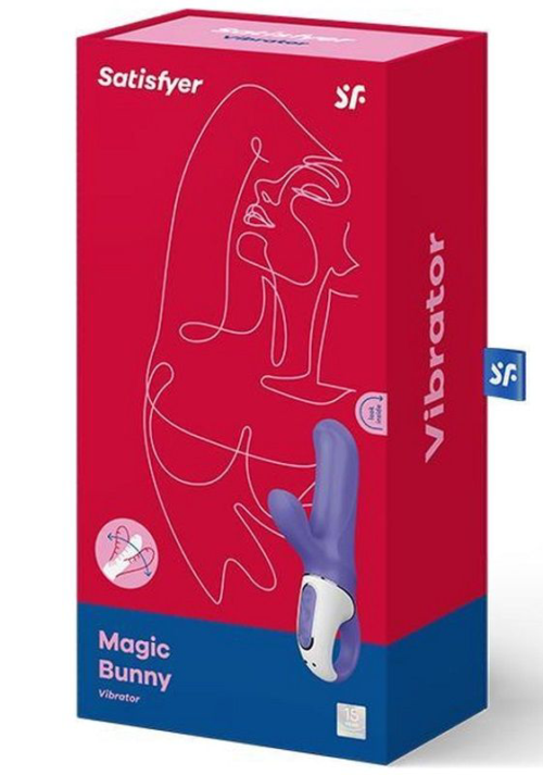 Фиолетовый вибратор Satisfyer Magic Bunny с клиторальным отростком - 17,6 см. - 3