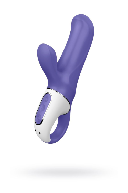 Фиолетовый вибратор Satisfyer Magic Bunny с клиторальным отростком - 17,6 см. - 0