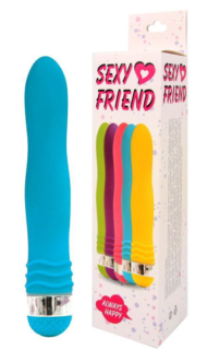 Голубой эргономичный вибратор Sexy Friend - 17,5 см. - 1