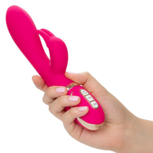 Розовый силиконовый вибратор с клиторальным отростком Signature Silicone Ultra-Soft Rabbit - 22,75 см. - 3