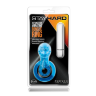 Голубое эрекционное виброкольцо 10 Function Vibrating Tongue Ring - 1