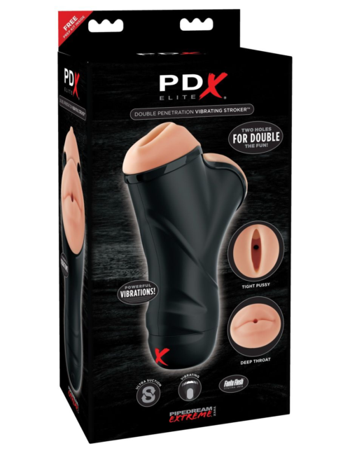 Мастурбатор в колбе с двумя тоннелями Double Penetration Vibrating Stroker - 1