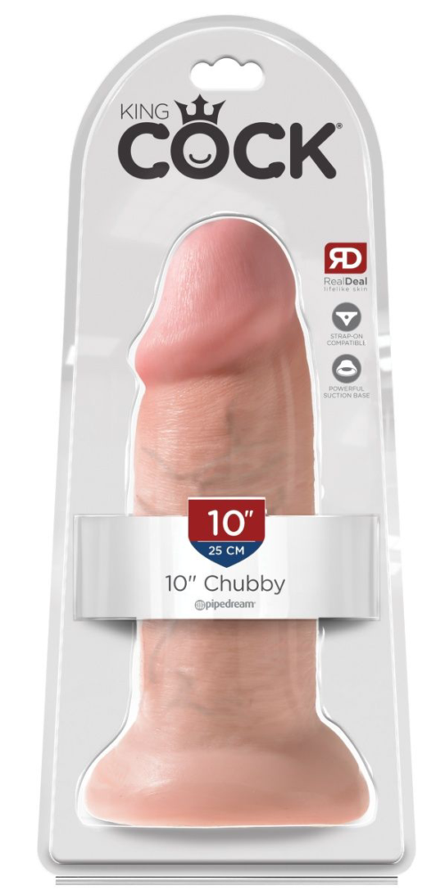 Телесный фаллоимитатор King Cock 10 Chubby - 25 см. - 1