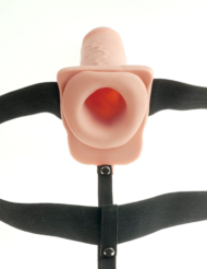 Телесный перезаряжаемый вибрострапон 7 Hollow Rechargeable Strap-on with Balls - 20,3 см. - 2