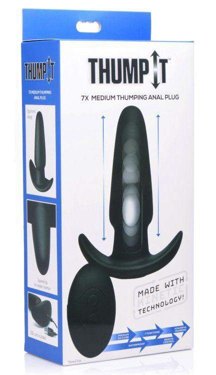 Черная анальная вибропробка Kinetic Thumping 7X Medium Anal Plug - 13,3 см. - 3