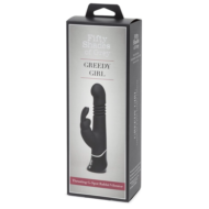 Черный хай-тек вибратор Greedy Girl Thrusting Rabbit Vibrator - 22,8 см. - 4