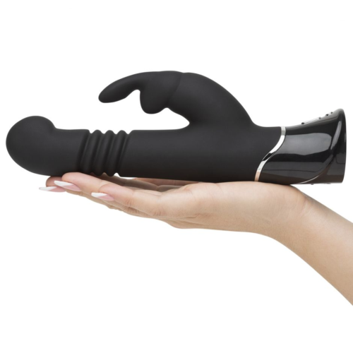 Черный хай-тек вибратор Greedy Girl Thrusting Rabbit Vibrator - 22,8 см. - 5