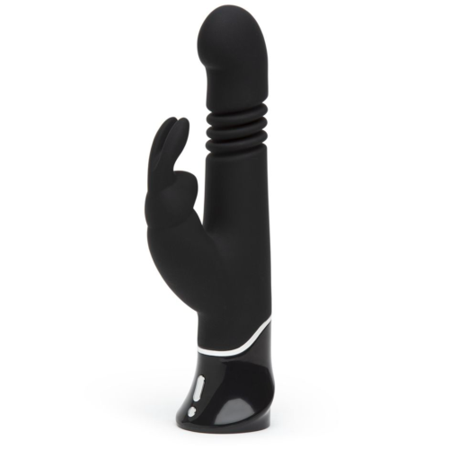 Черный хай-тек вибратор Greedy Girl Thrusting Rabbit Vibrator - 22,8 см. - 0