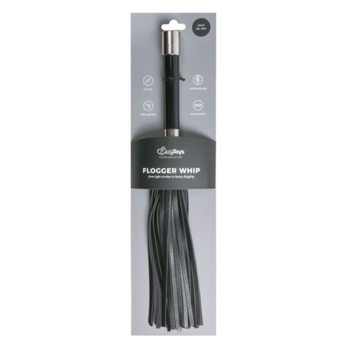 Черная плеть Easytoys Flogger With Metal Grip - 38 см. - 1